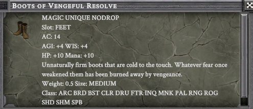BOOTS OF VENGEFUL RESOLVE item card